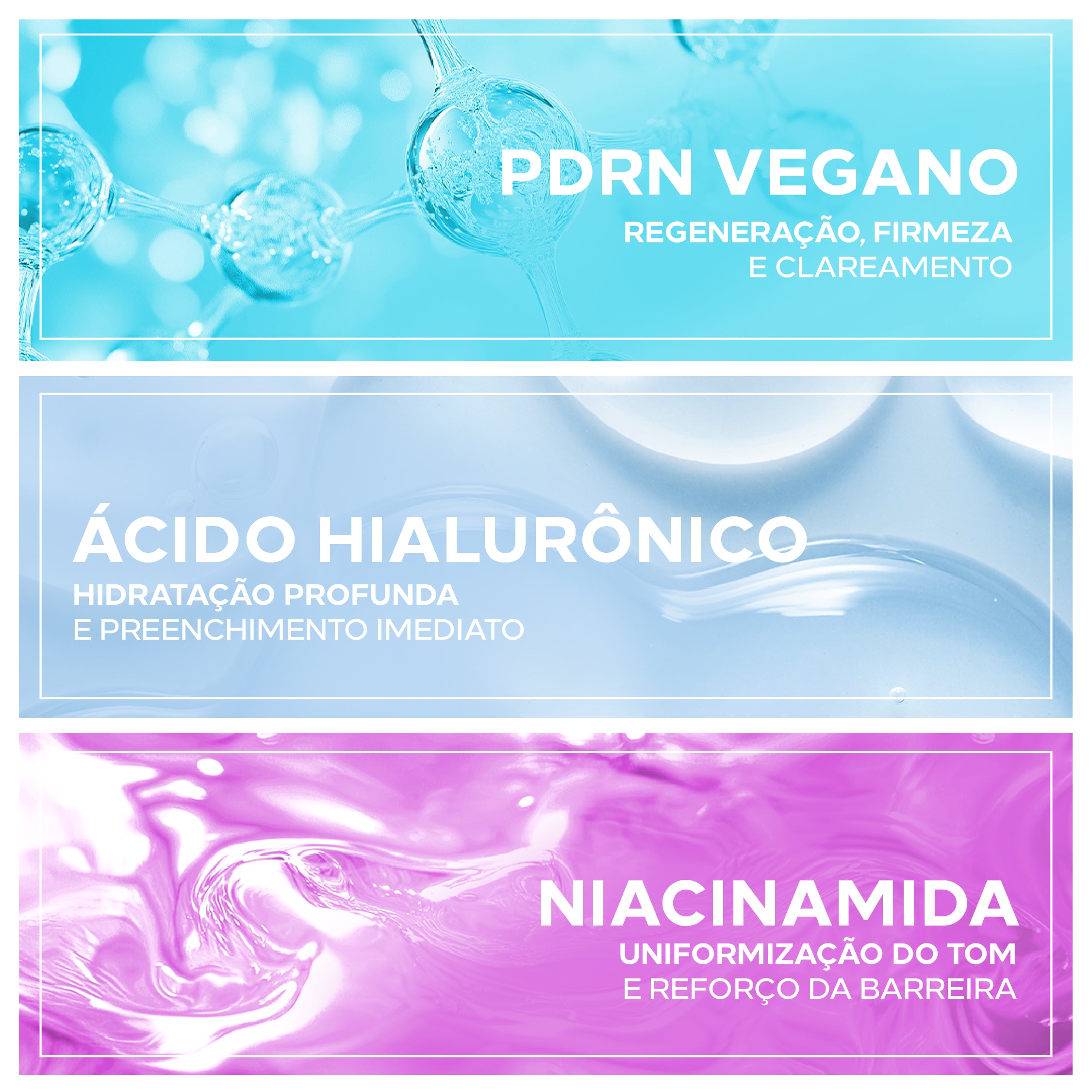 Ingredientes PDRN DNA Concentrate: PDRN vegano, ácido hiaurônico, niacinamida.