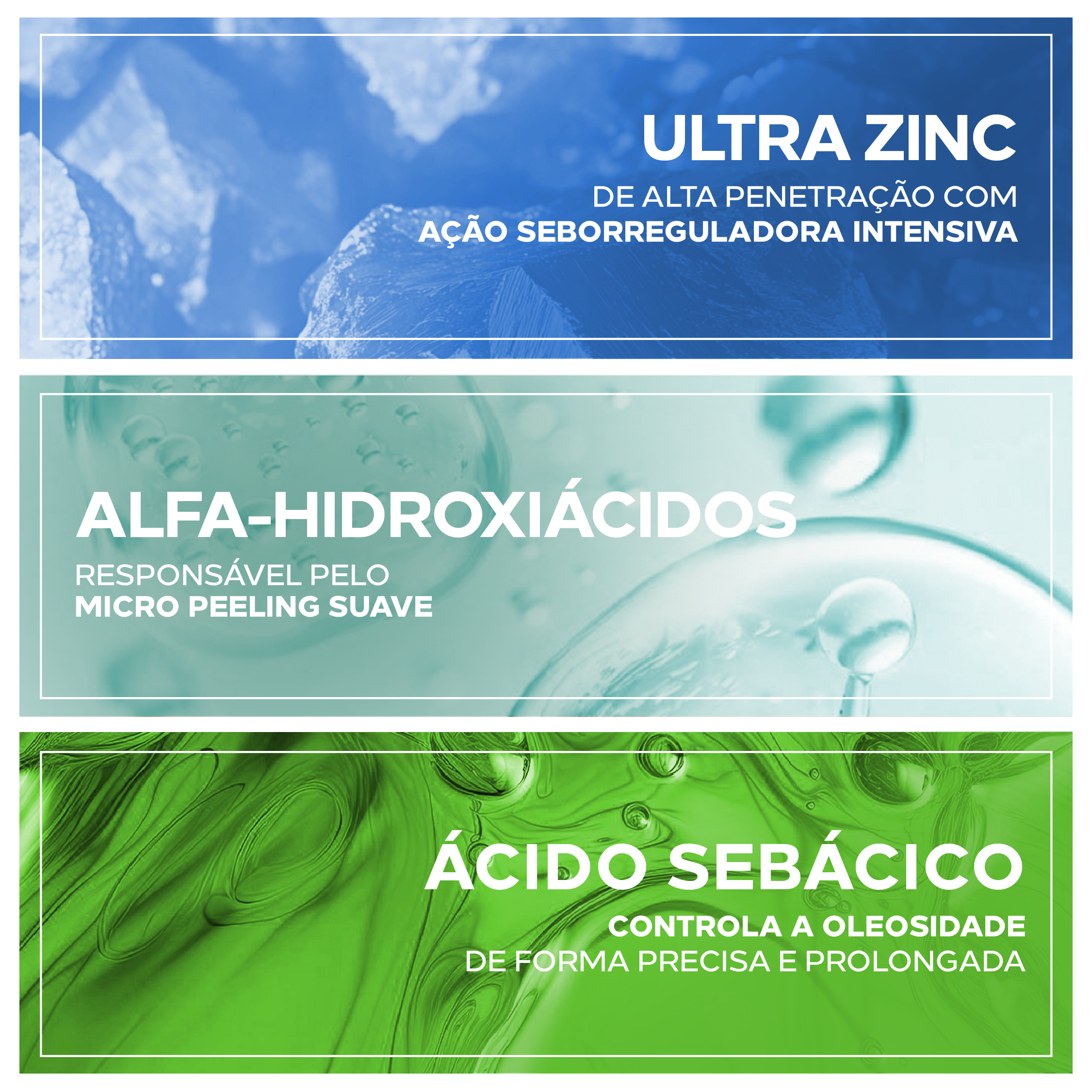 Ultra Zinc, Alfa-hidroxiácidos e ácido sebácico na linha Amplexe Ultra Zinc da Ada Tina.