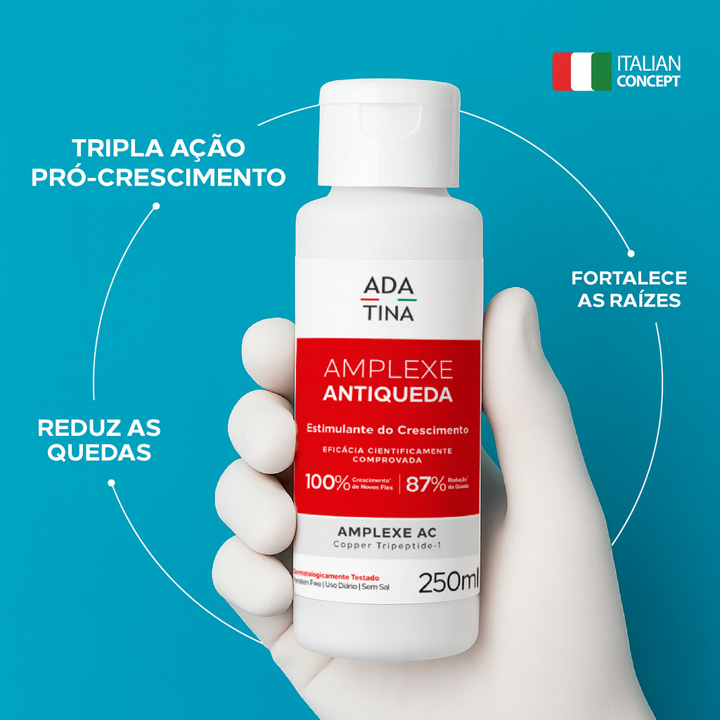 Amplexe Antiqueda com tripla ação pró-crescimento, fortalecendo e reduzindo a queda do cabelo.